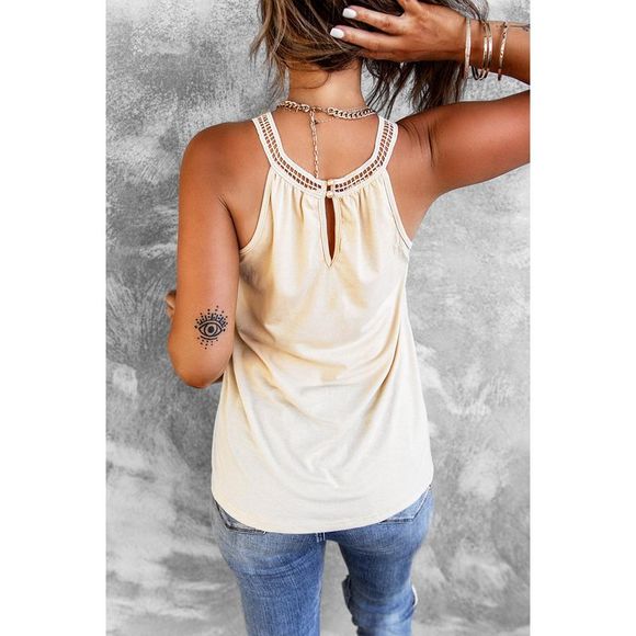 Azura Exchange  Apricot Crochet Lace Tank Top - Picture 2 of 6